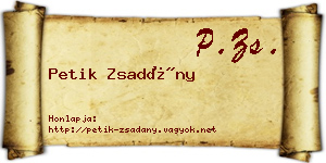 Petik Zsadány névjegykártya